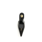 Black calfskin high-heeled pumps
