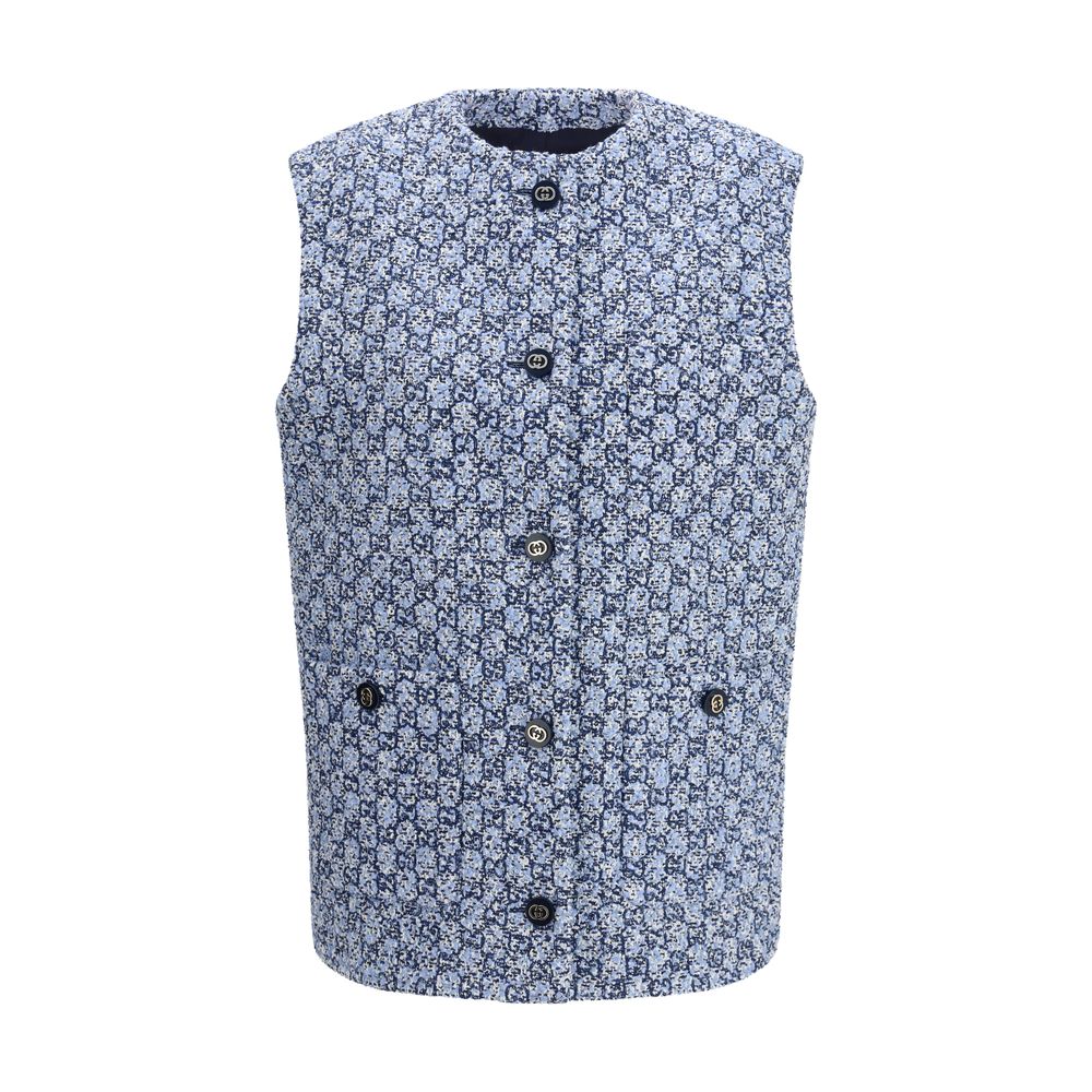 Giacca senza maniche in cotone blu