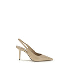 Décolleté con tacco alto in pelle di vitello beige