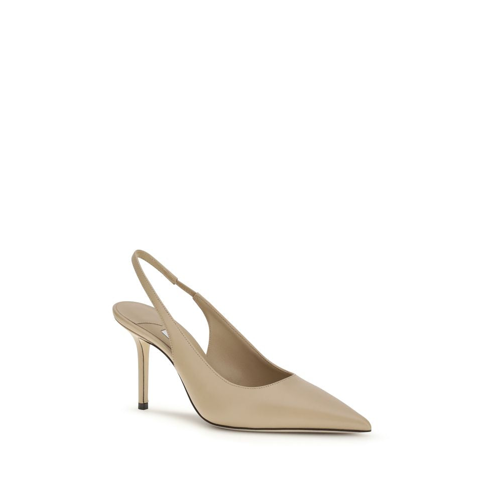 Décolleté con tacco alto in pelle di vitello beige