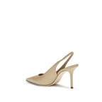 Décolleté con tacco alto in pelle di vitello beige