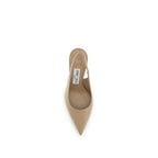 Décolleté con tacco alto in pelle di vitello beige