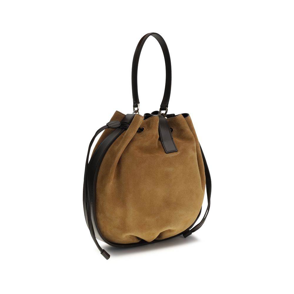Borsa a secchiello in pelle scamosciata