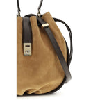 Borsa a secchiello in pelle scamosciata