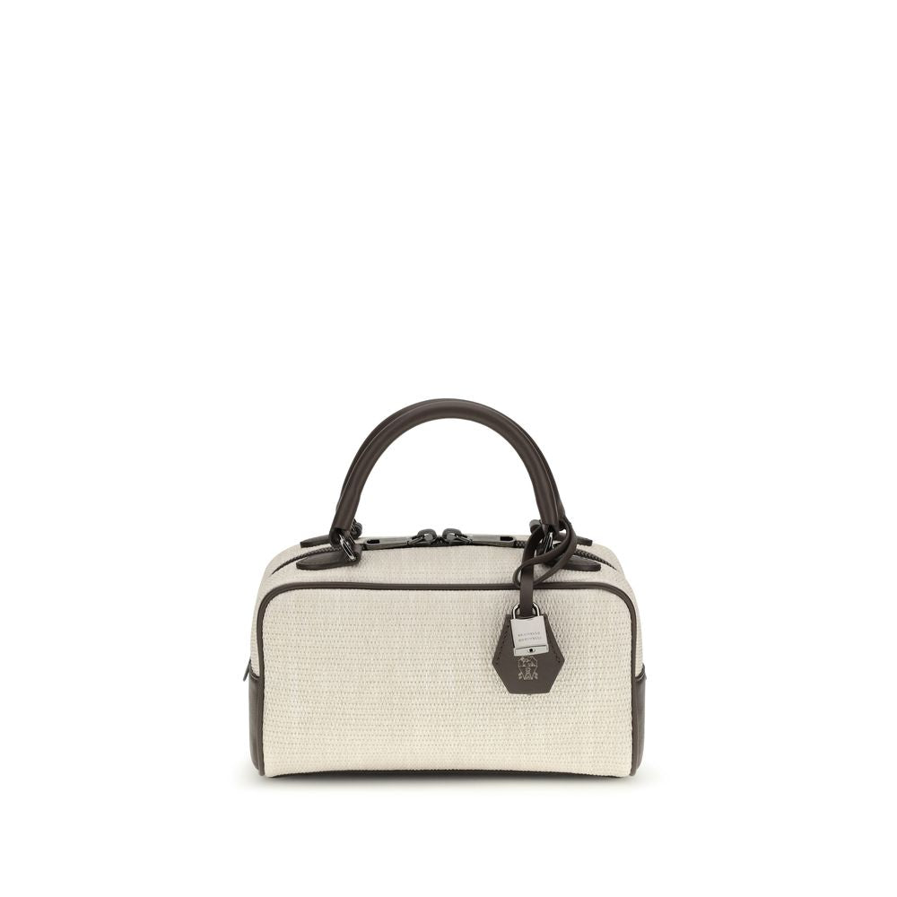 Raffia and leather handbag