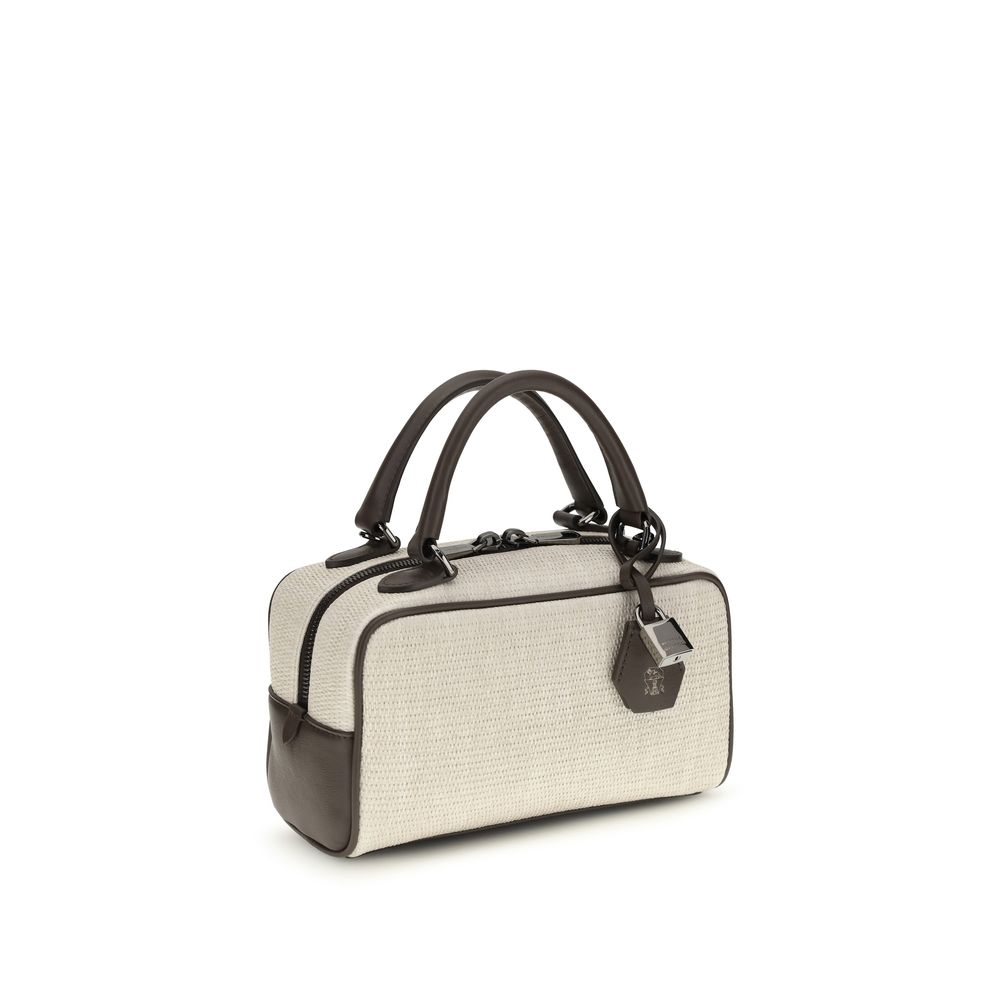 Raffia and leather handbag