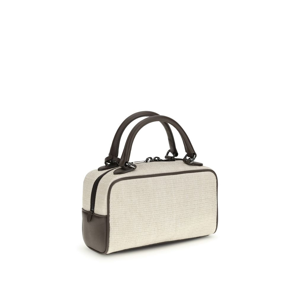Raffia and leather handbag