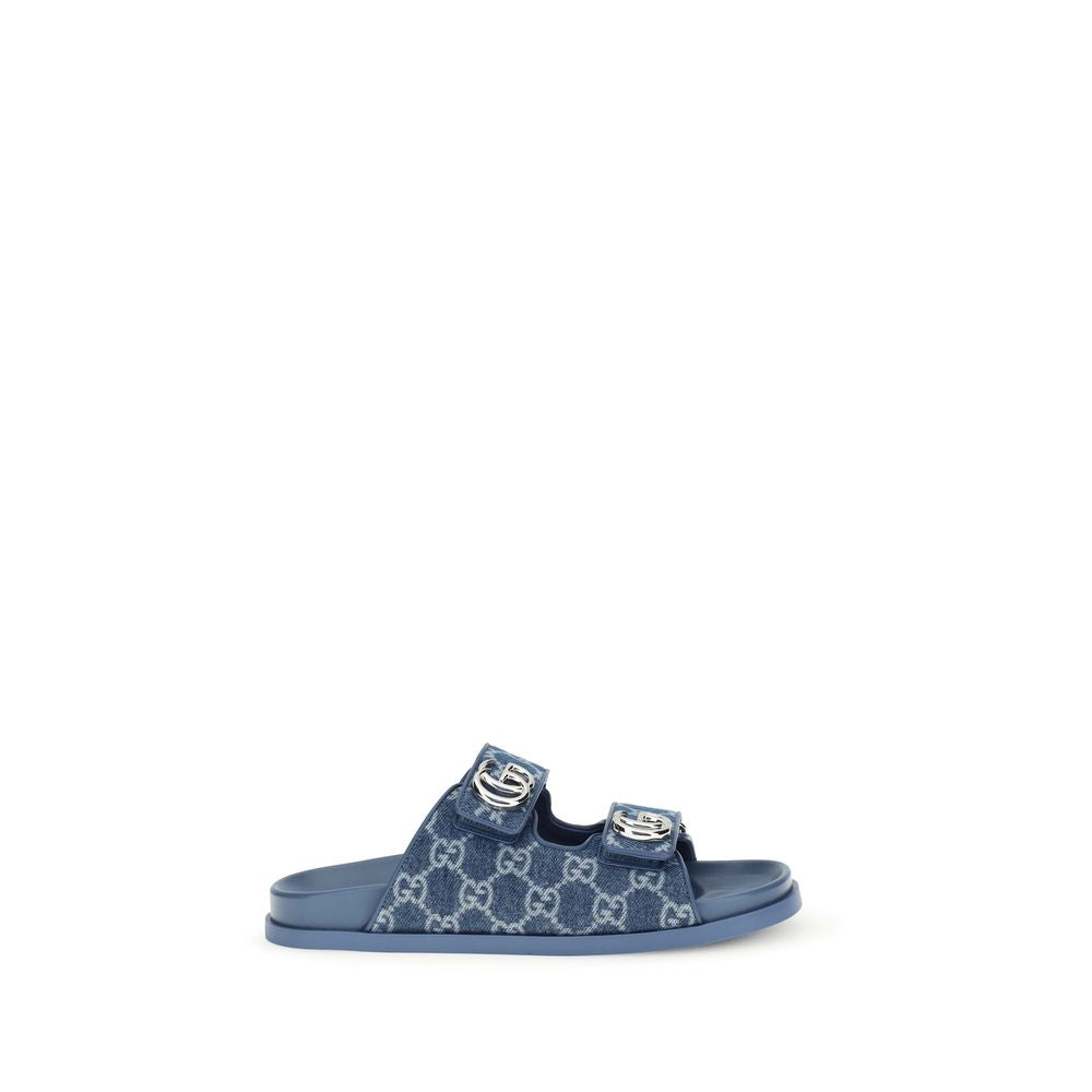 Sandali con logo GG in denim