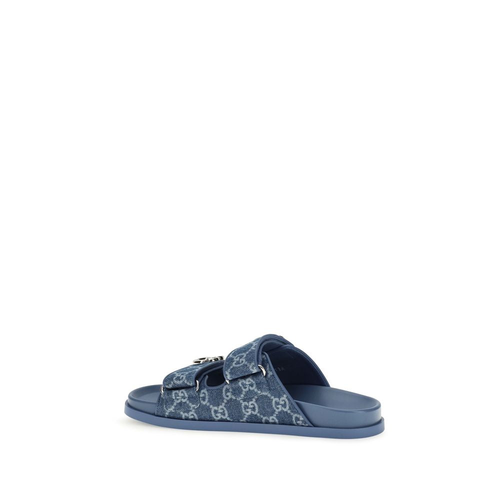 Sandali con logo GG in denim