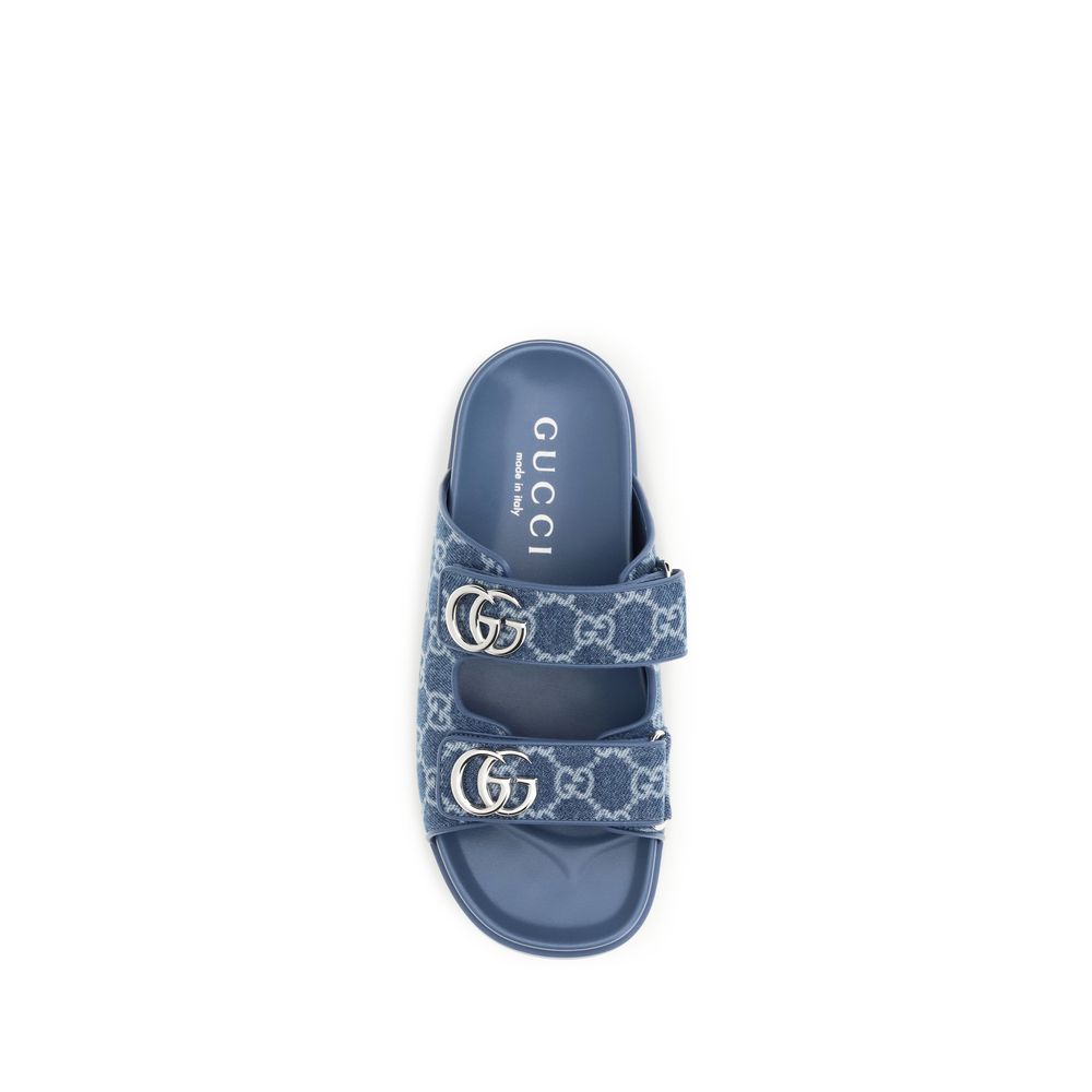 Sandali con logo GG in denim