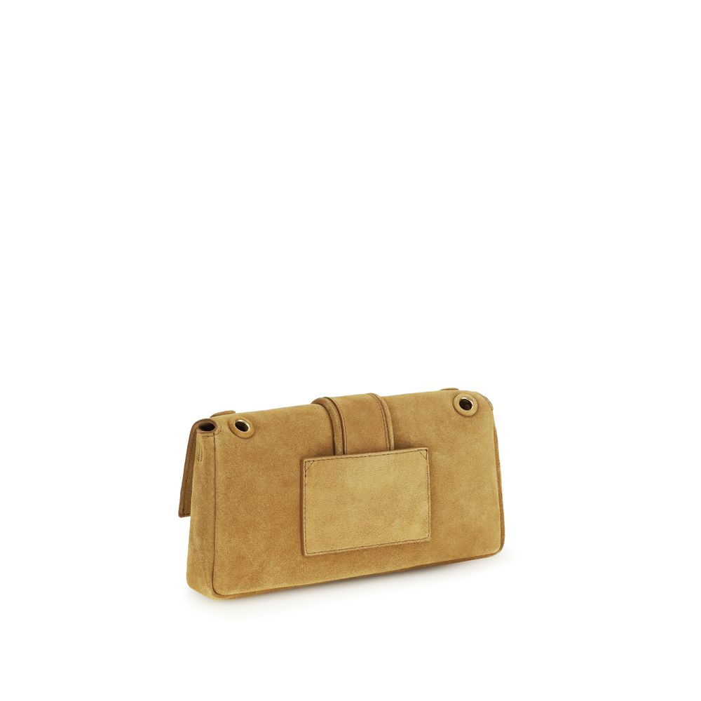 Borsa a tracolla beige in pelle di vitello