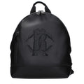 Zaino nero in pelle con logo frontale