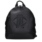 Zaino nero in pelle con logo frontale