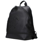 Zaino nero in pelle con logo frontale