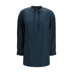 Blue silk blouse