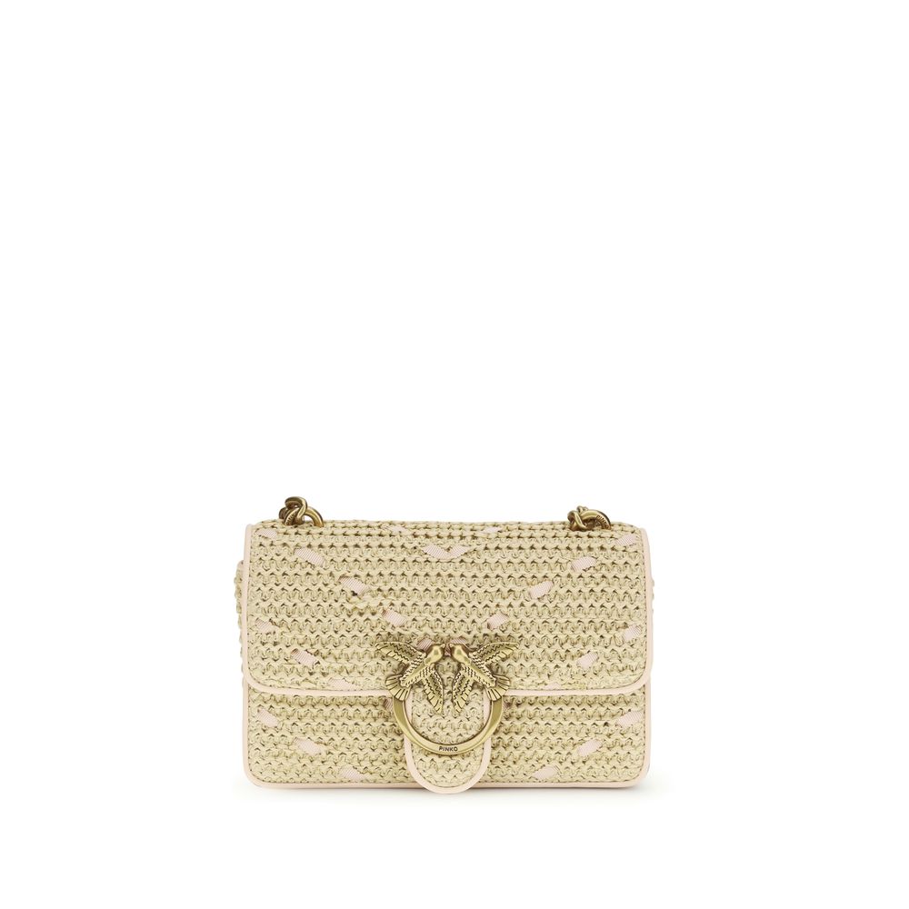 Borsa a tracolla beige in rafia