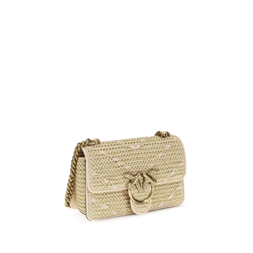 Borsa a tracolla beige in rafia