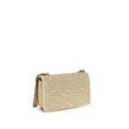 Borsa a tracolla beige in rafia