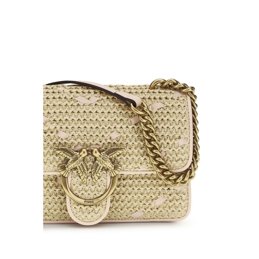 Borsa a tracolla beige in rafia