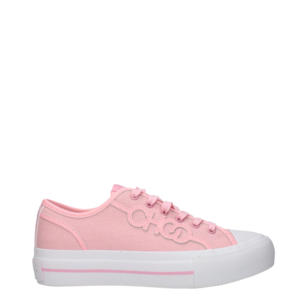 Sneakers basse in tessuto rosa