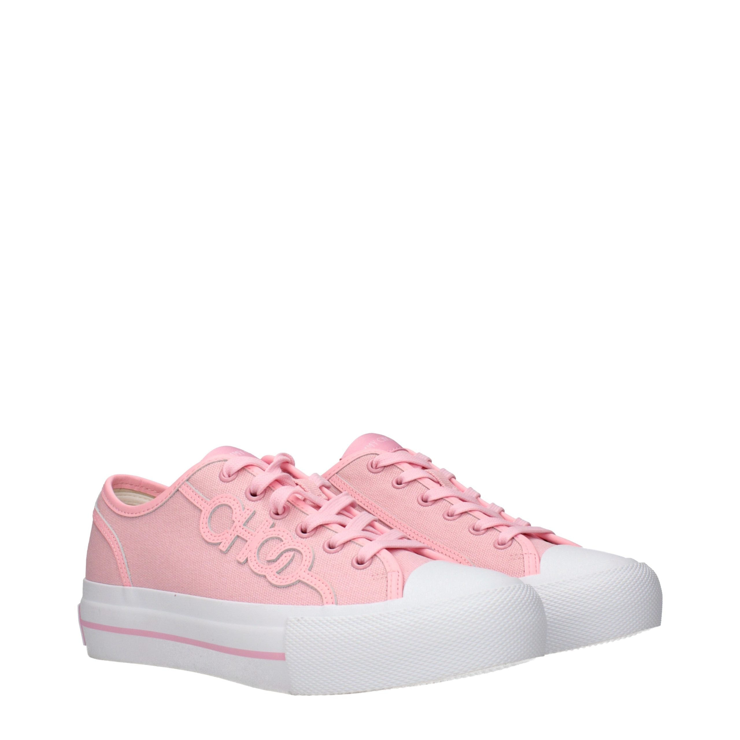 Sneakers basse in tessuto rosa