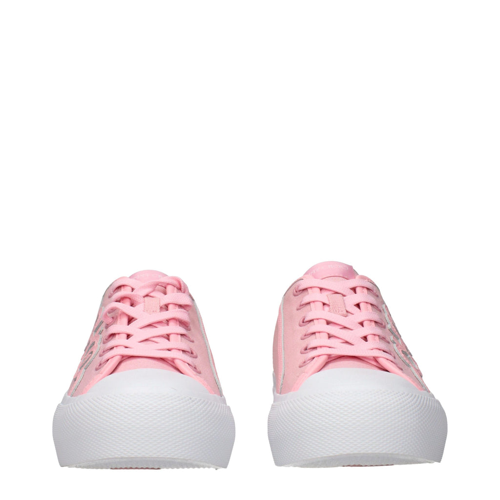 Sneakers basse in tessuto rosa