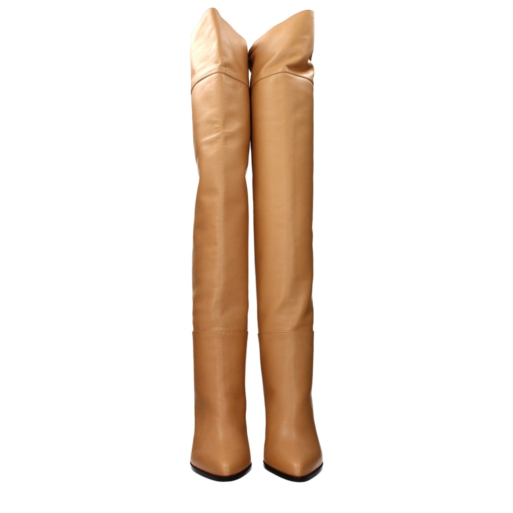 Stivali beige in pelle