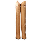 Stivali beige in pelle