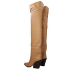 Stivali beige in pelle