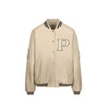Bomber in pelle di vitello beige