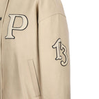 Bomber in pelle di vitello beige