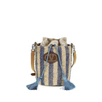Blue raffia backpack