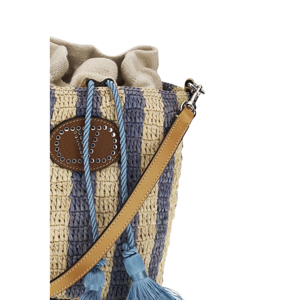 Blue raffia backpack
