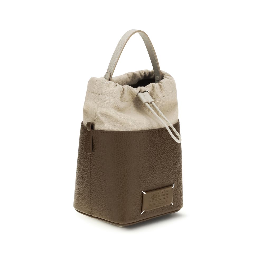 Borsa a secchiello in pelle di vitello marrone