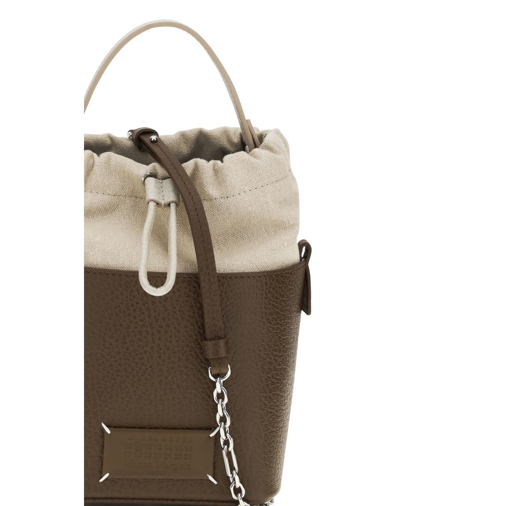 Borsa a secchiello in pelle di vitello marrone