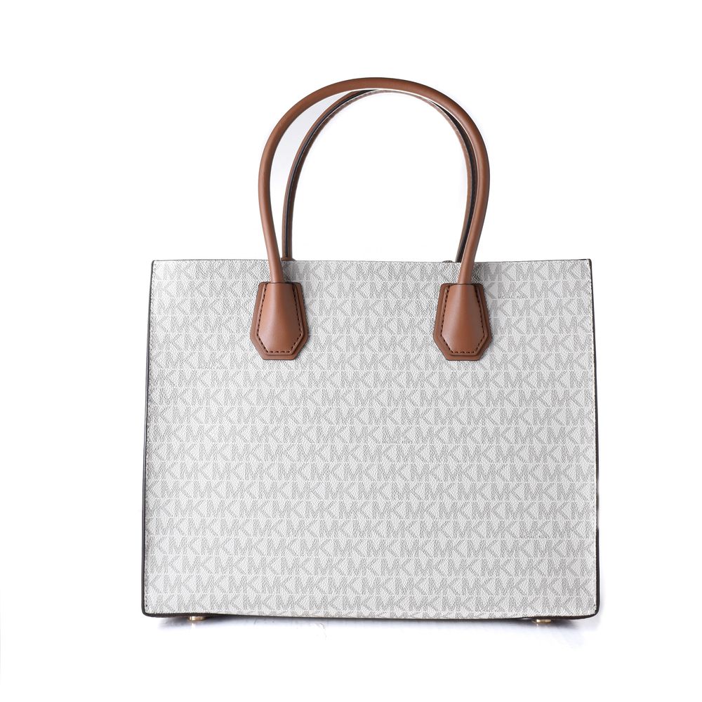 Gray leather handbag