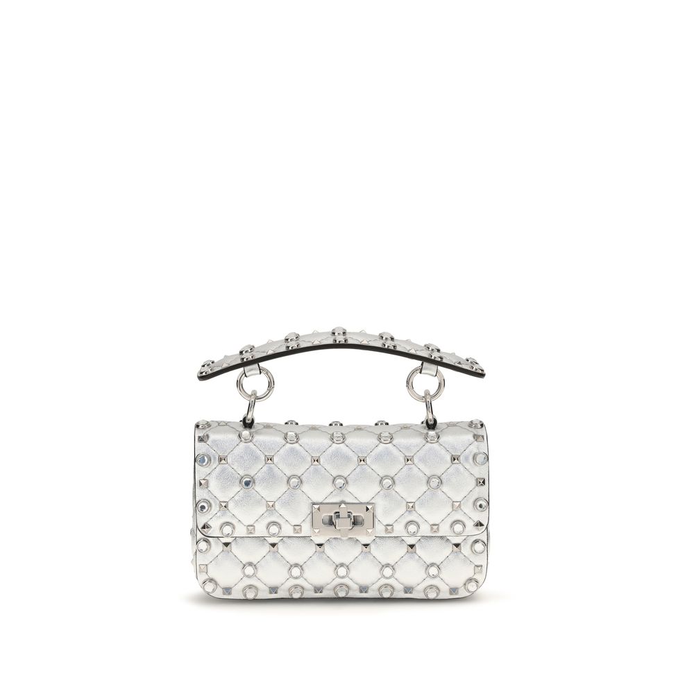 Borsa Rockstud Spike in pelle laminata