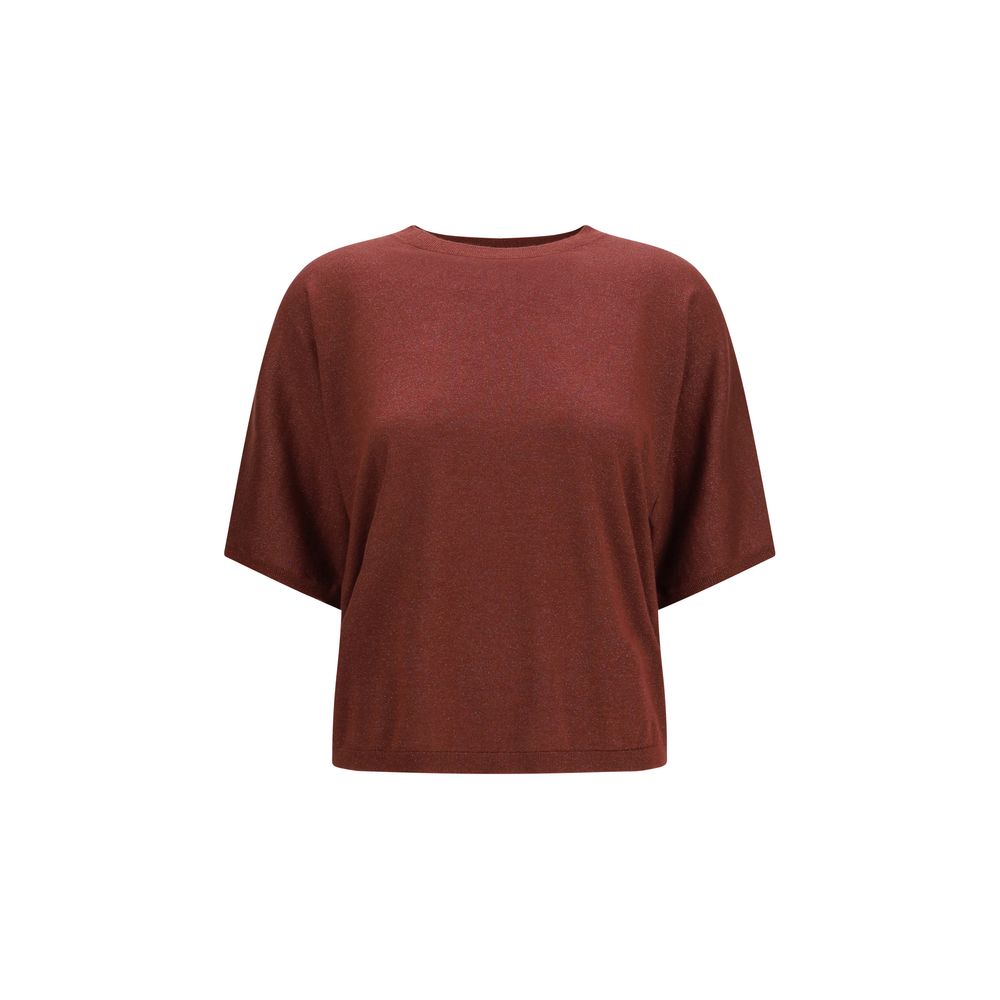 Maglione a maniche corte in cashmere e seta