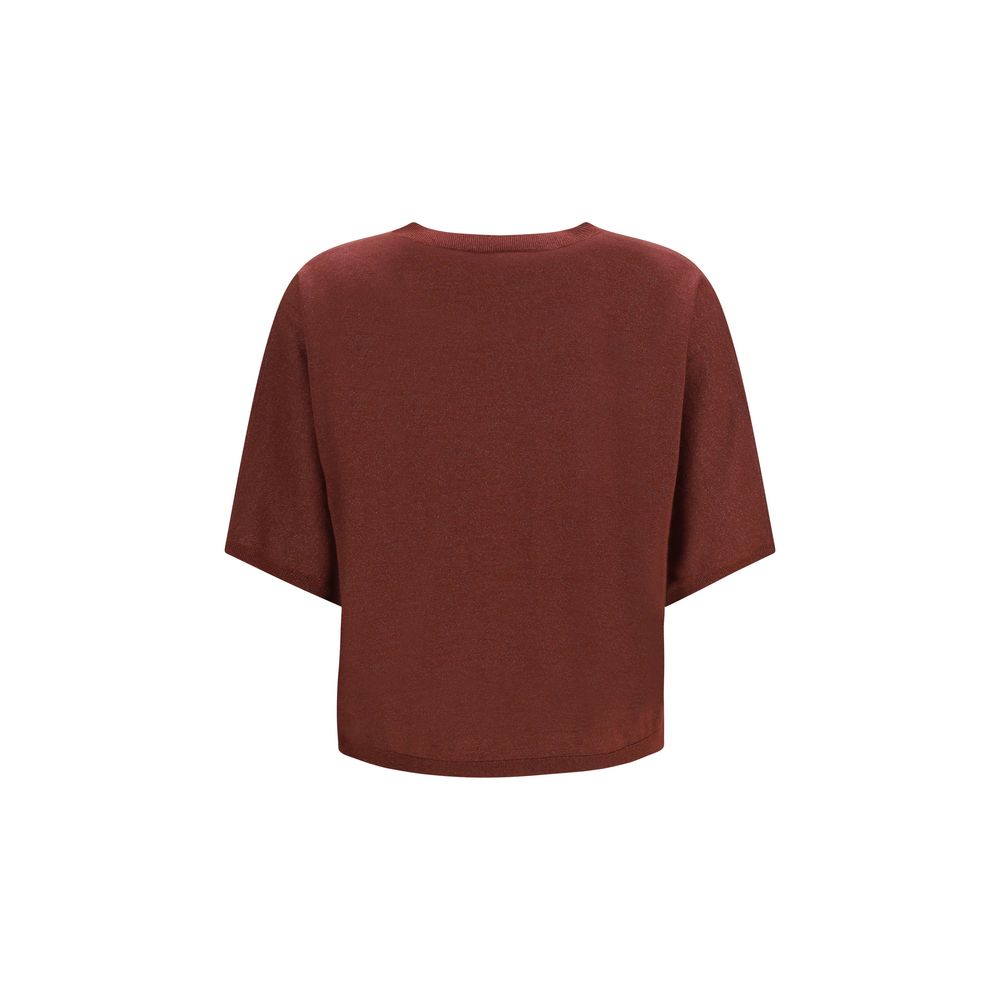 Maglione a maniche corte in cashmere e seta