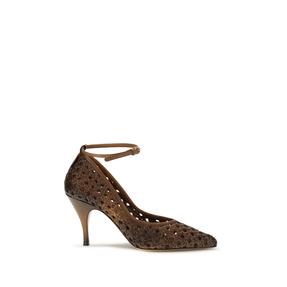 Décolleté in pelle intrecciata