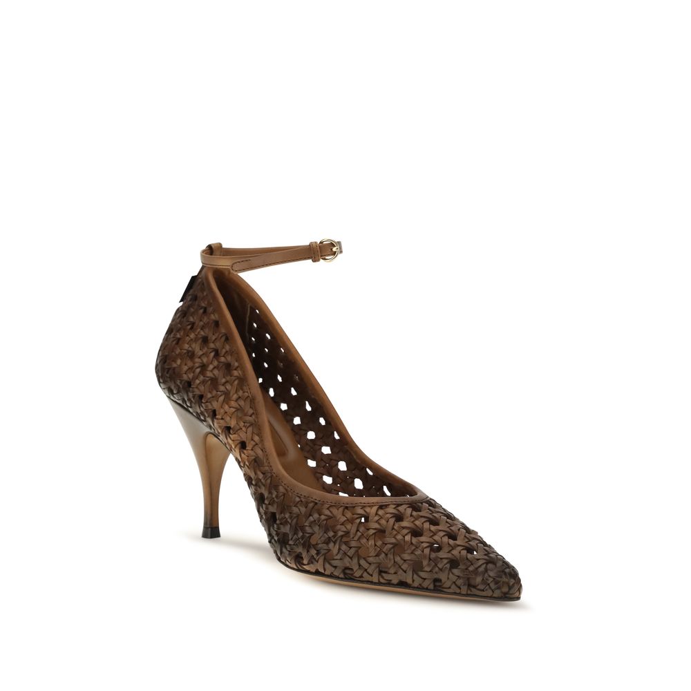 Décolleté in pelle intrecciata