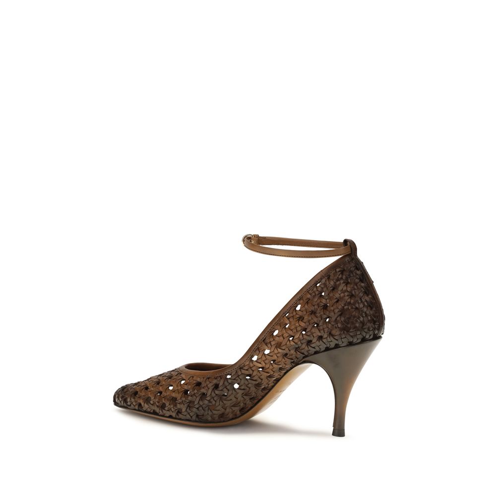 Décolleté in pelle intrecciata