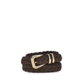 Leather belt with a woven pattern
