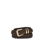 Leather belt with a woven pattern