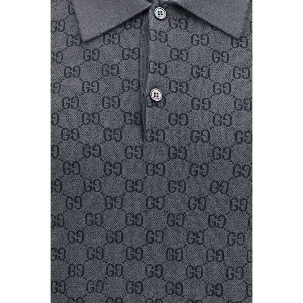Polo in lana e seta con motivo GG
