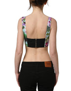 Top con stampa floreale con zip