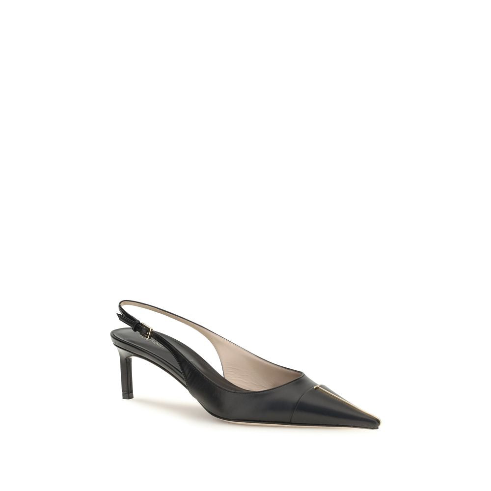 Décolleté slingback in pelle