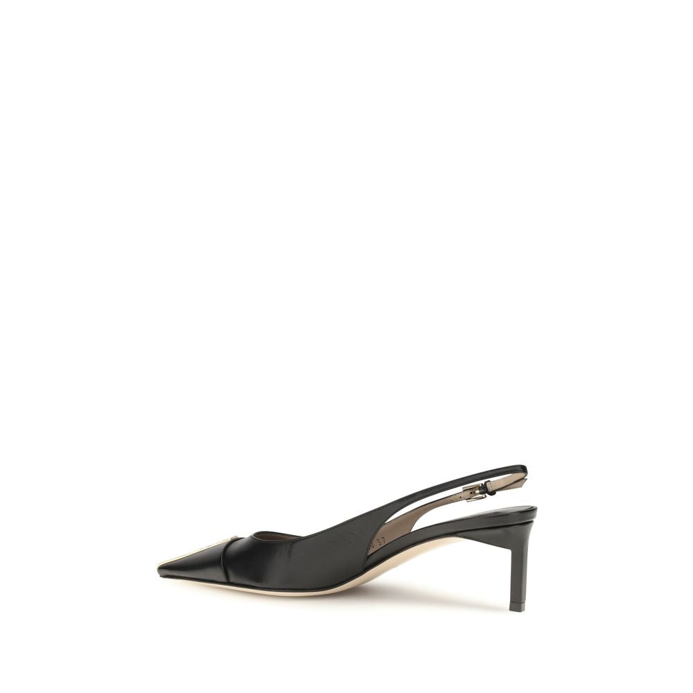 Décolleté slingback in pelle