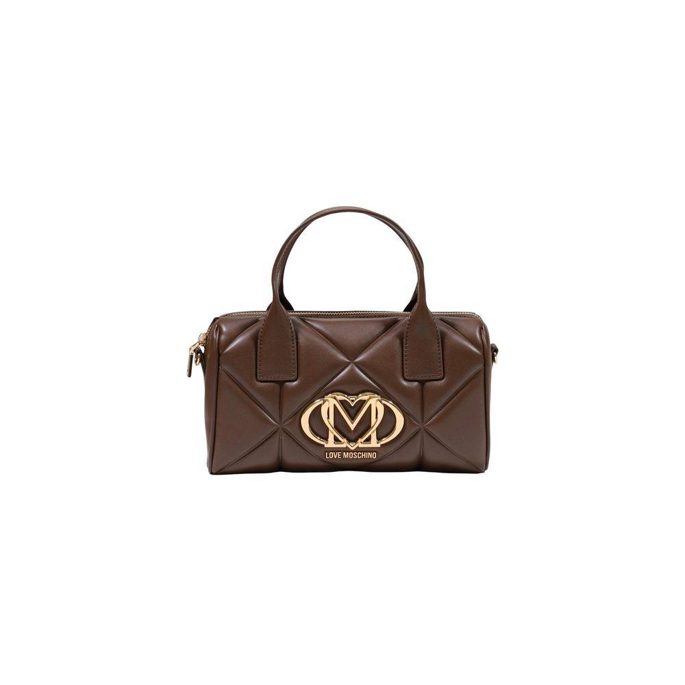 Borsa a mano marrone con logo
