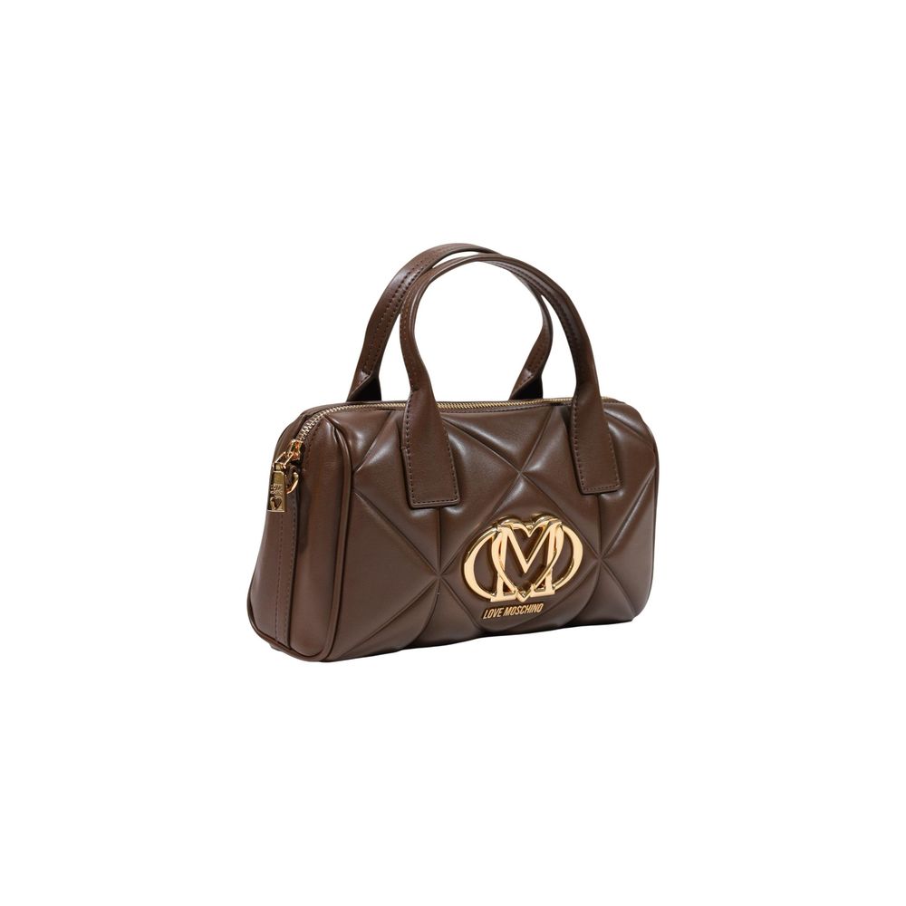 Borsa a mano marrone con logo